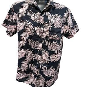 Cuidado con el Perro Tropical Print Button-Up Shirt, Size M
